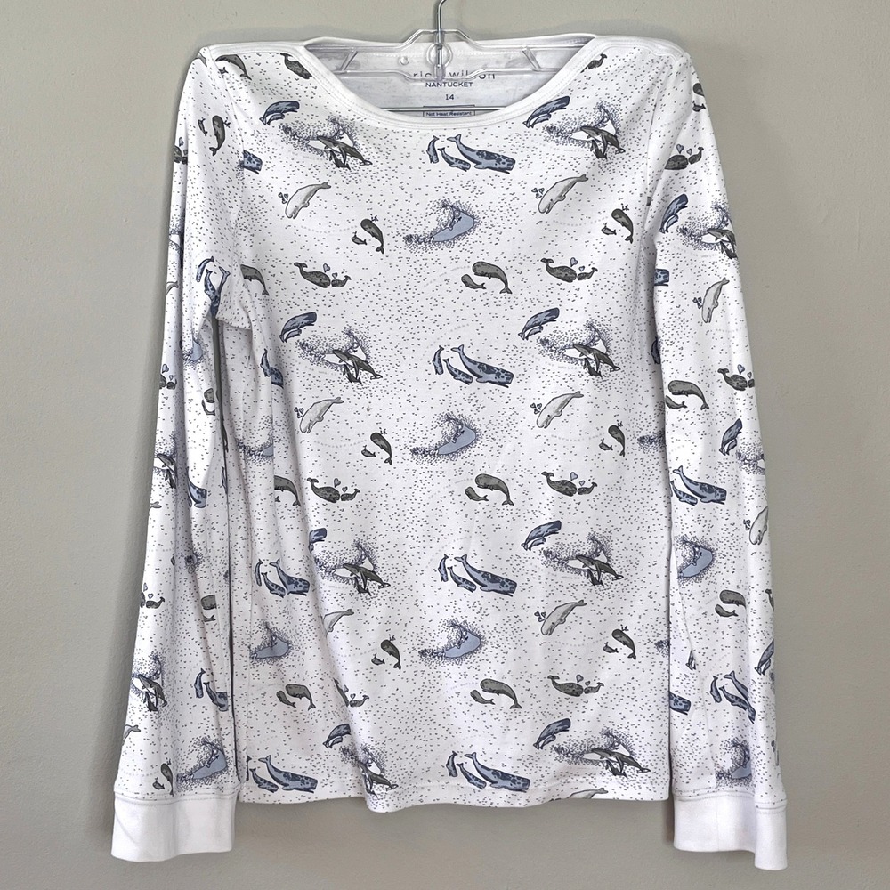 Erica Wilson Nantucket Whale Print Pima Cotton Pajama Set Girls 14‎ Sleepwear